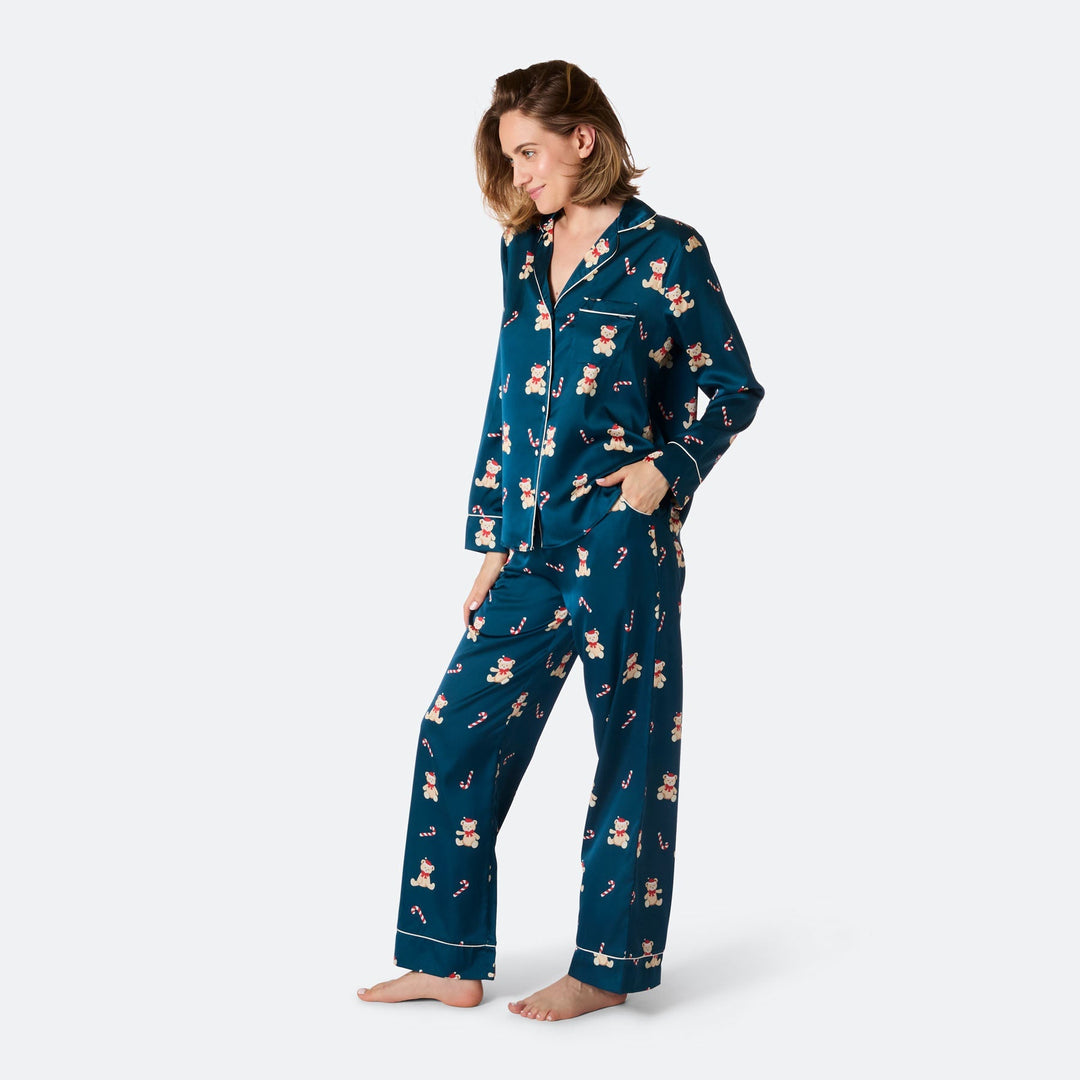 Teddybär Satin Weihnachtspyjama Damen