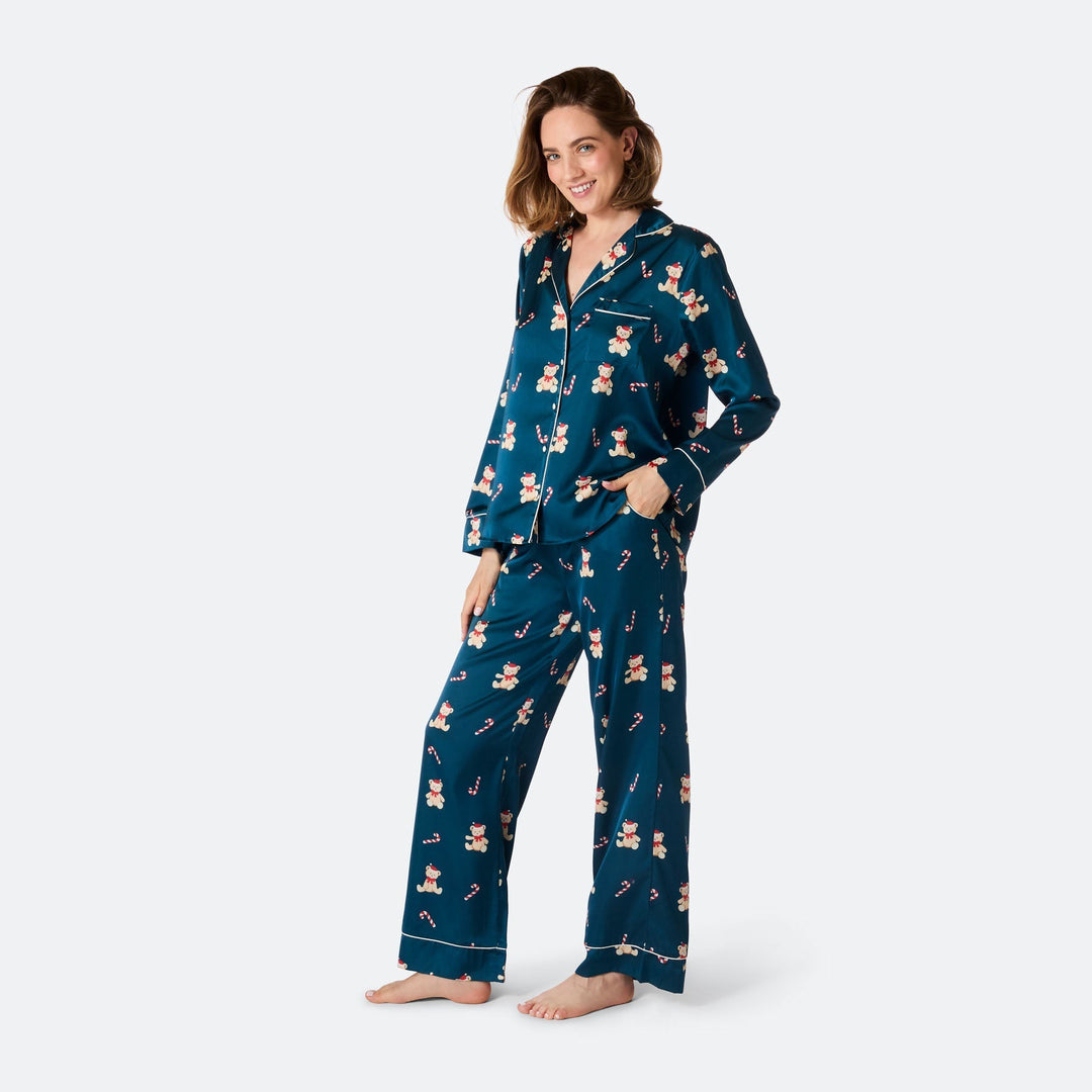 Teddybär Satin Weihnachtspyjama Damen