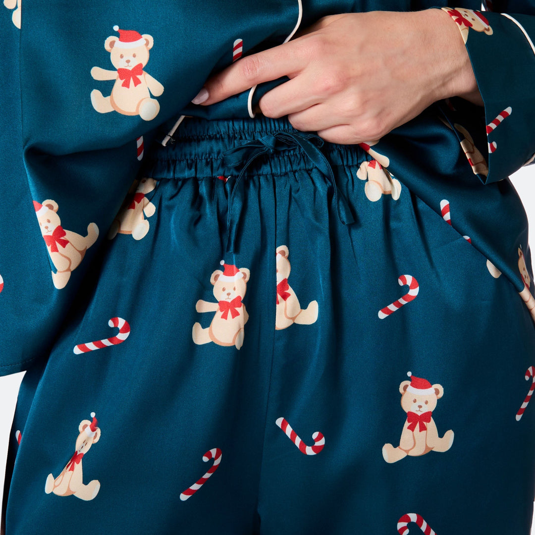 Teddybär Satin Weihnachtspyjama Damen