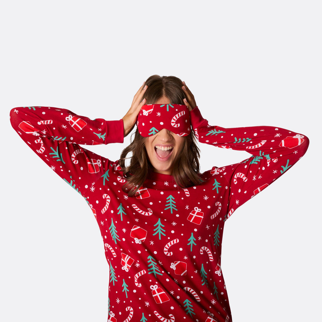 Rotes Weihnachtsmuster Schlafmaske