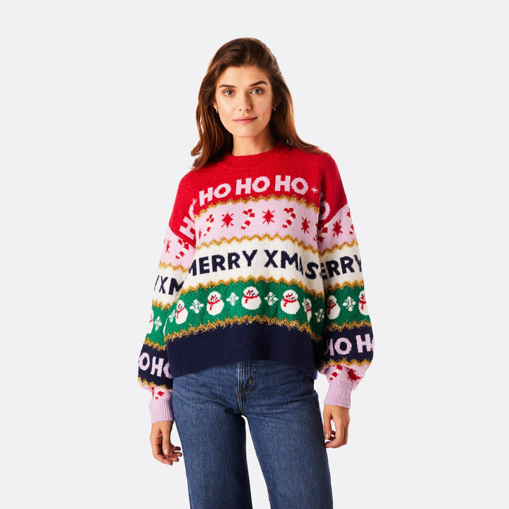 Gestreifter Oversized Weihnachtspullover für die ganze Familie