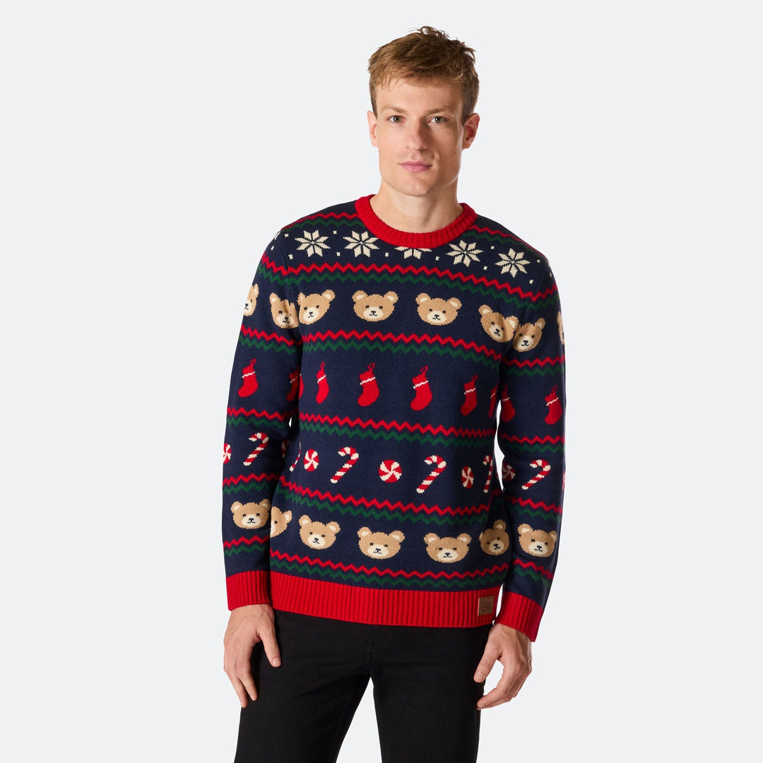 Teddybär Weihnachtspullover Herren