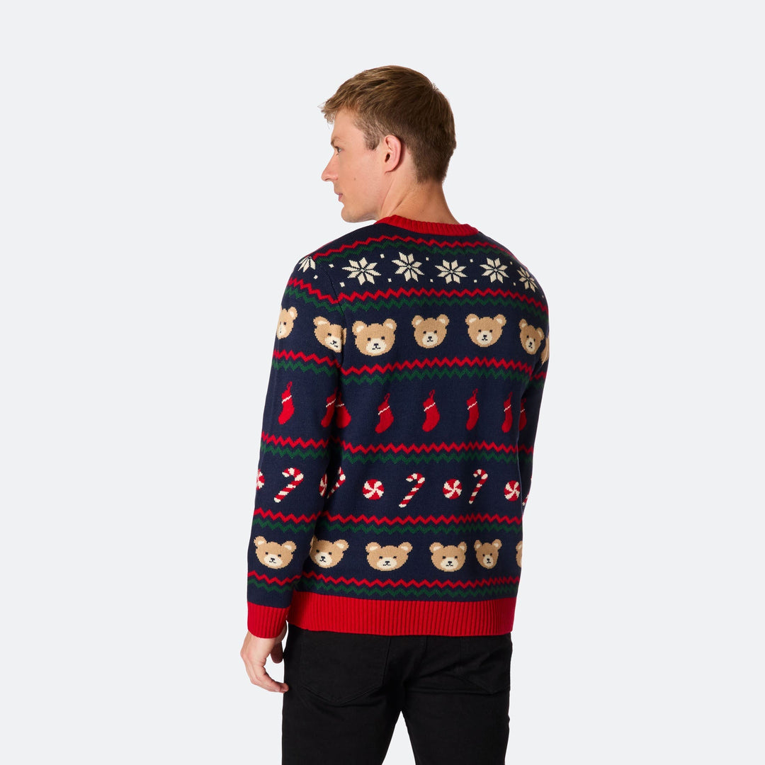 Teddybär Weihnachtspullover Herren