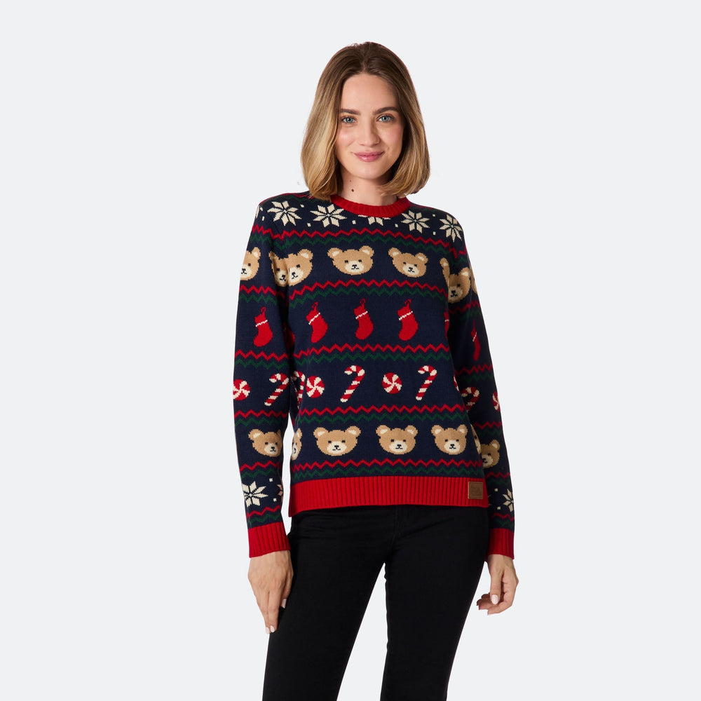 Teddybär Weihnachtspullover Damen