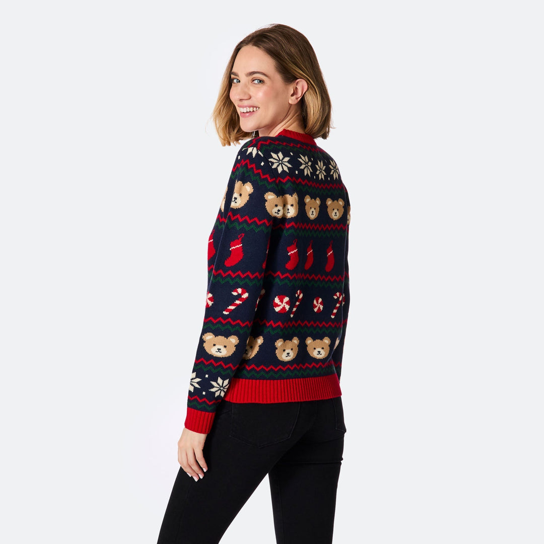 Teddybär Weihnachtspullover Damen