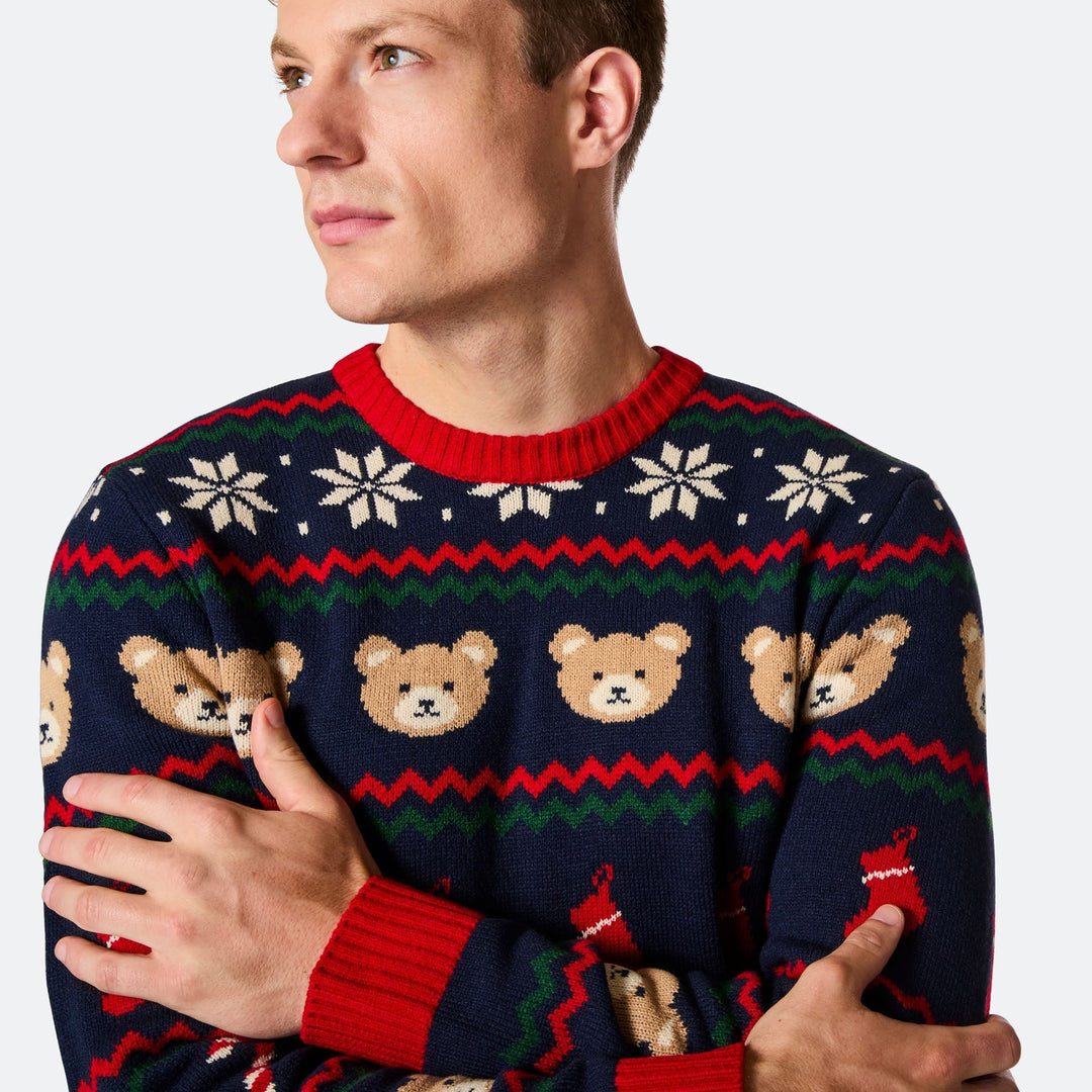 Teddybär Weihnachtspullover Herren
