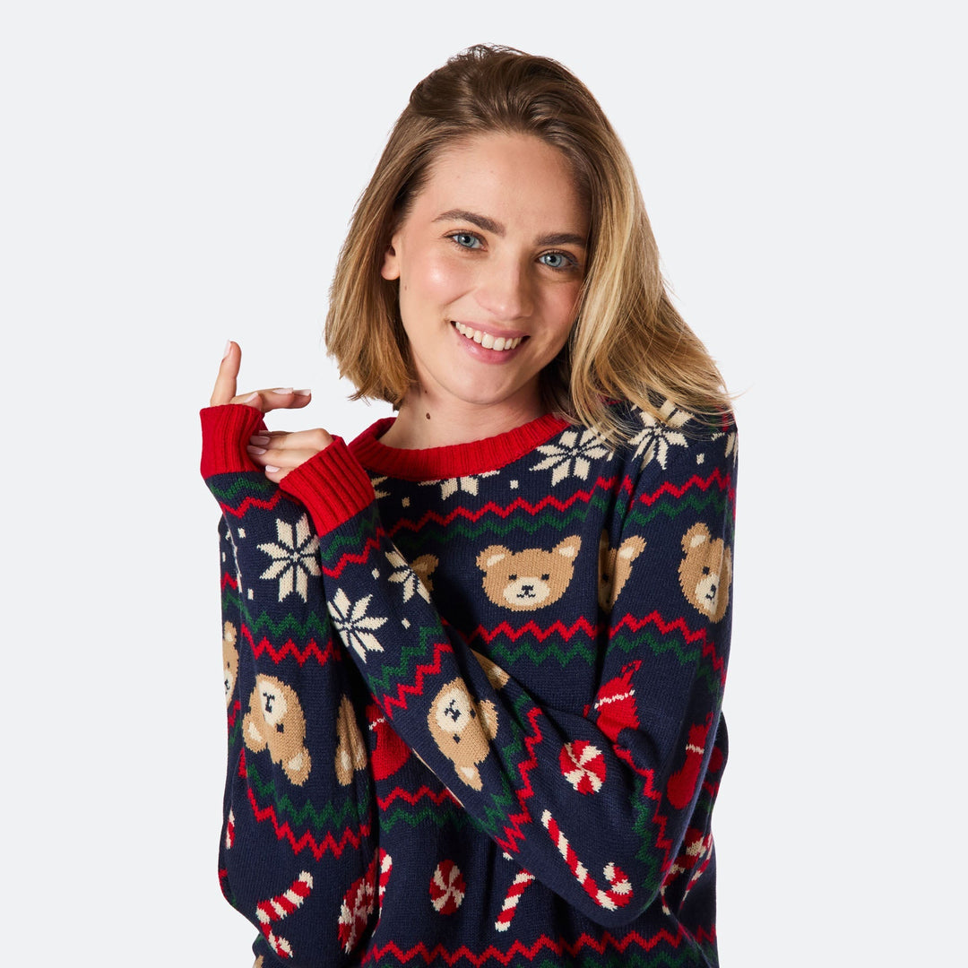 Teddybär Weihnachtspullover Damen