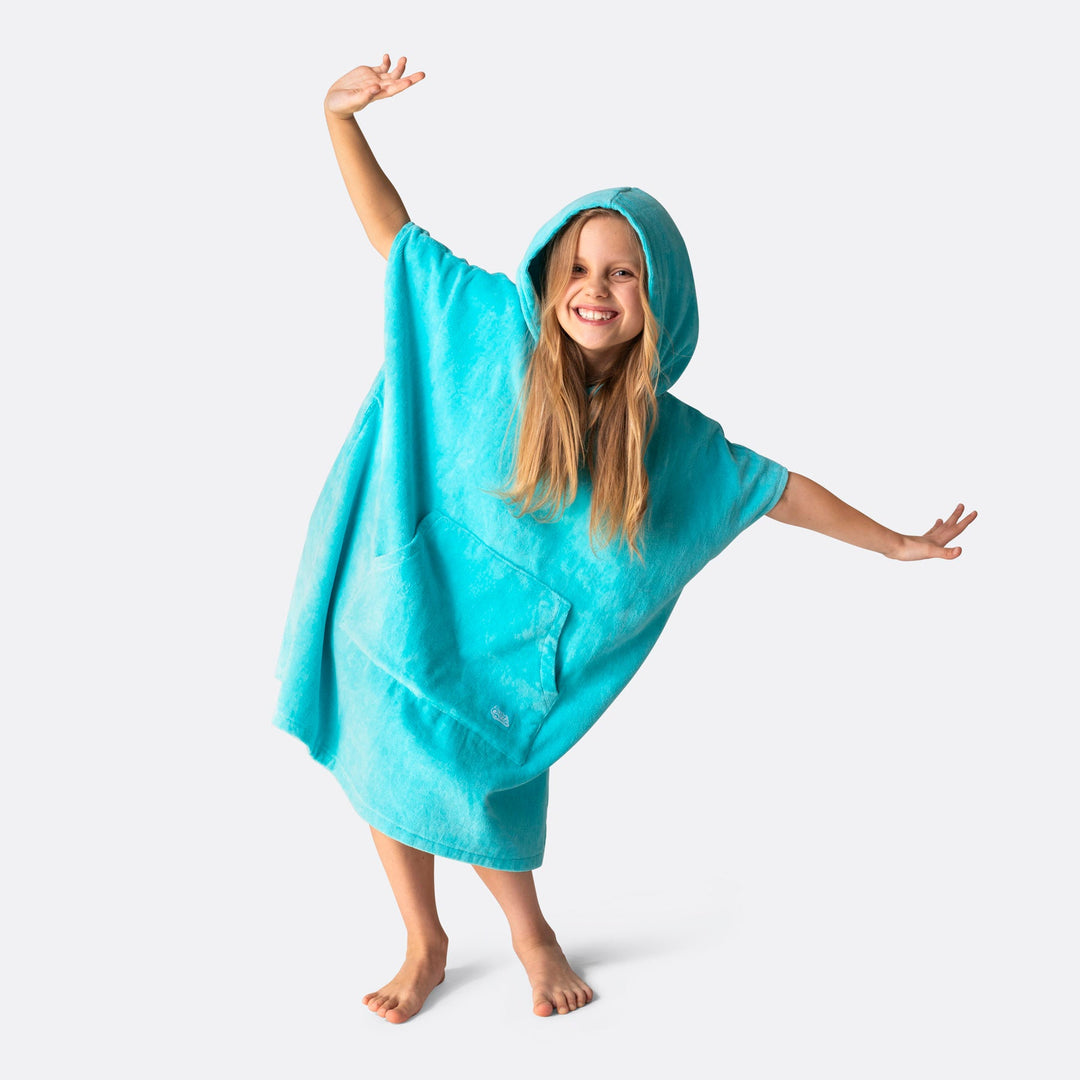 Korallenblauer Badeponcho Kinder