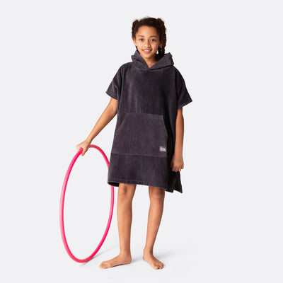 Dunkelgrauer Badeponcho Kinder