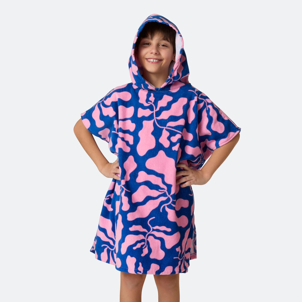 Gemusterter Blauer Badeponcho Kinder