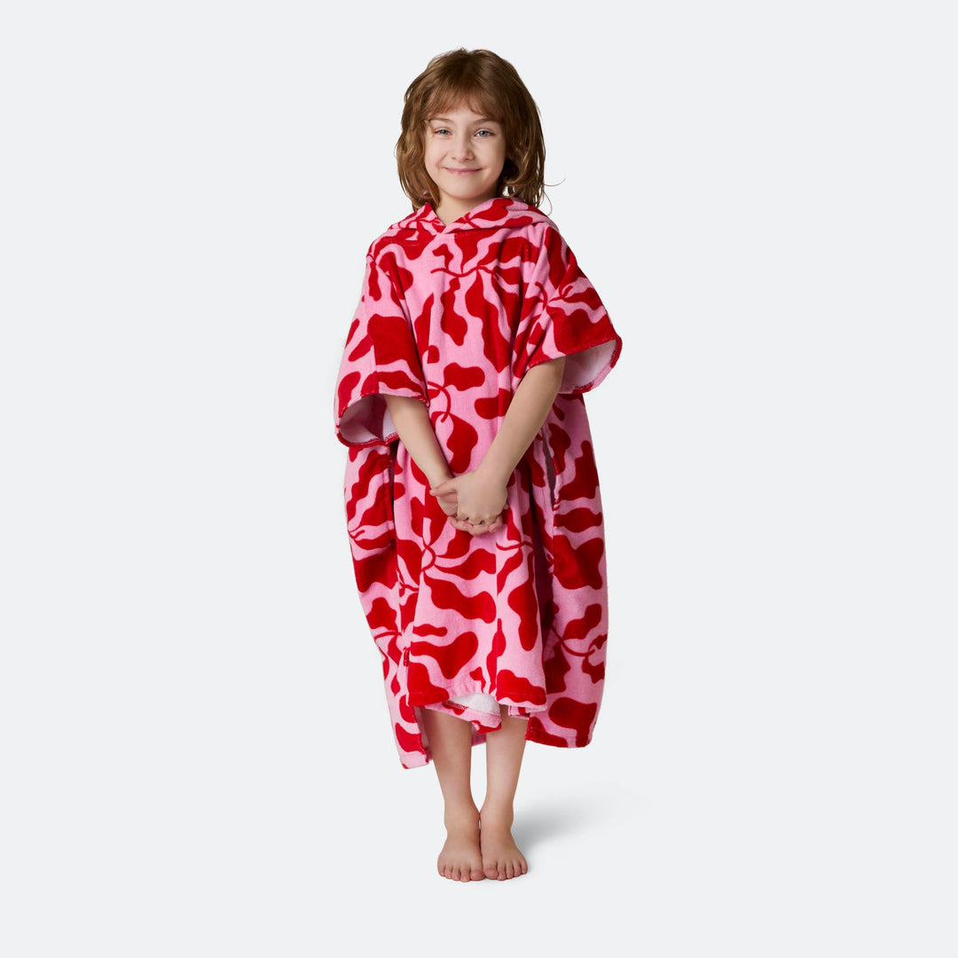 Gemusterter Roter Badeponcho Kinder