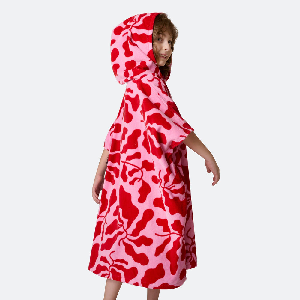 Gemusterter Roter Badeponcho Kinder