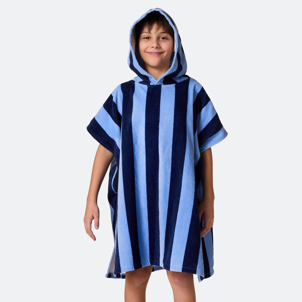 Gestreifter Blauer Badeponcho Kinder