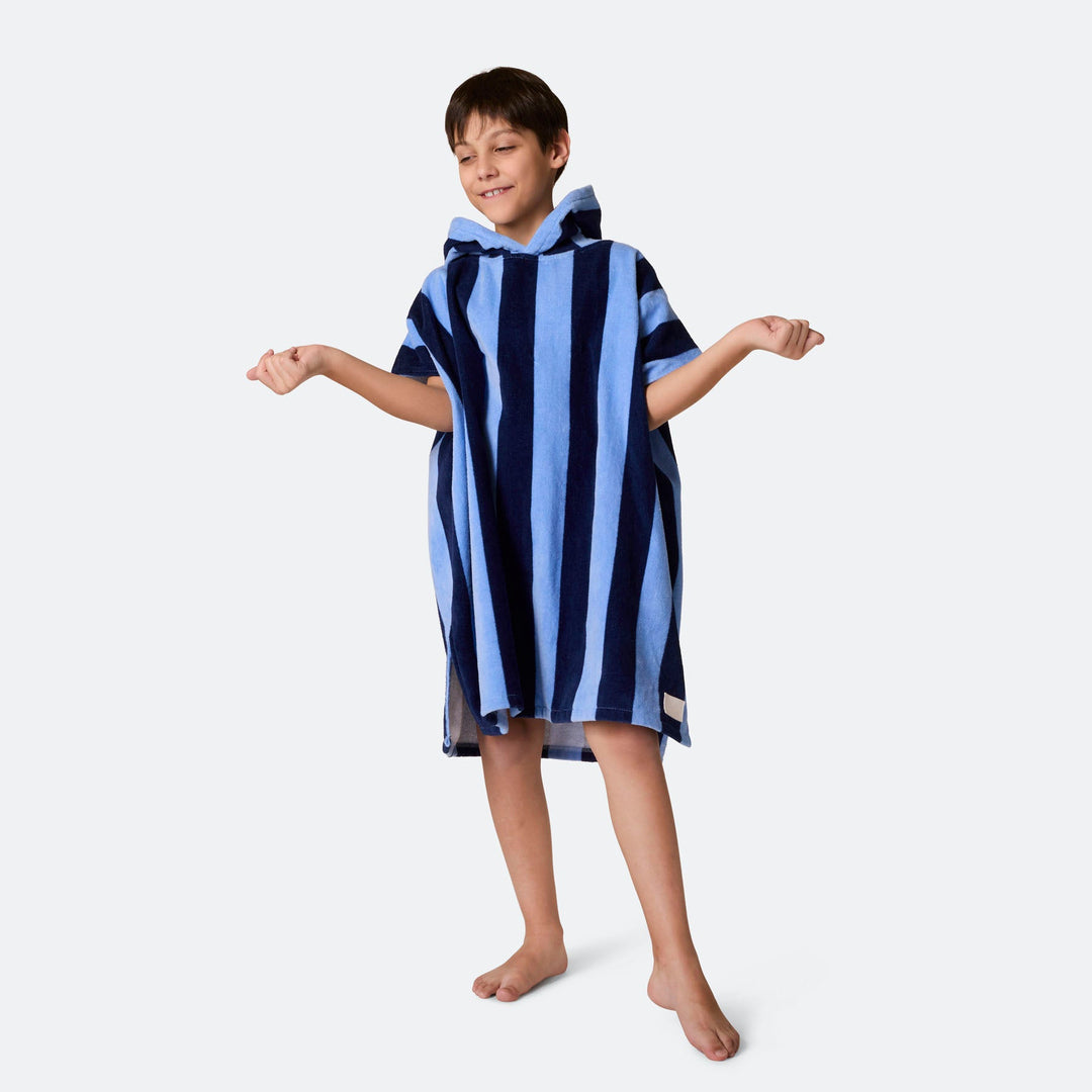 Gestreifter Blauer Badeponcho Kinder
