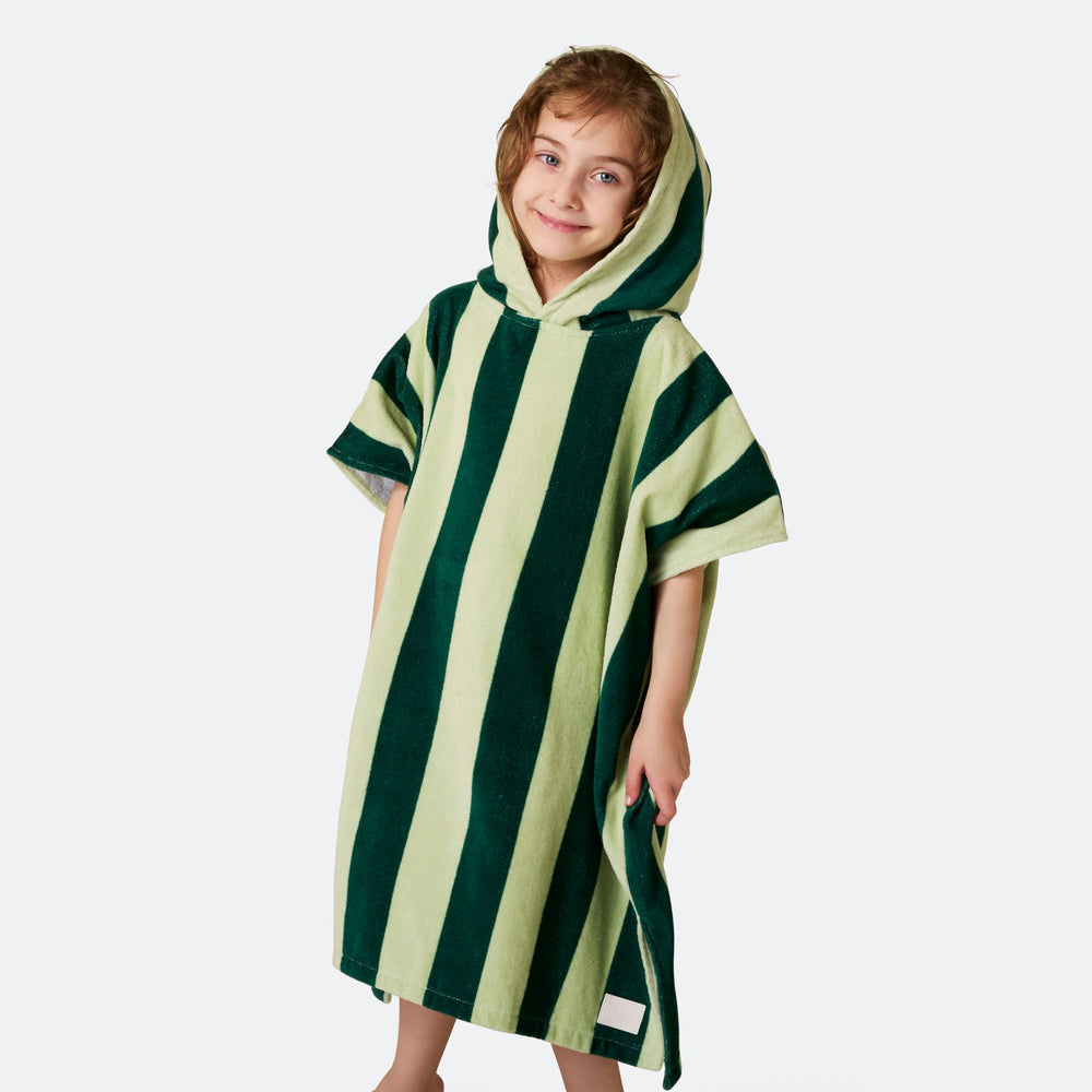 Gestreifter Grüner Badeponcho Kinder