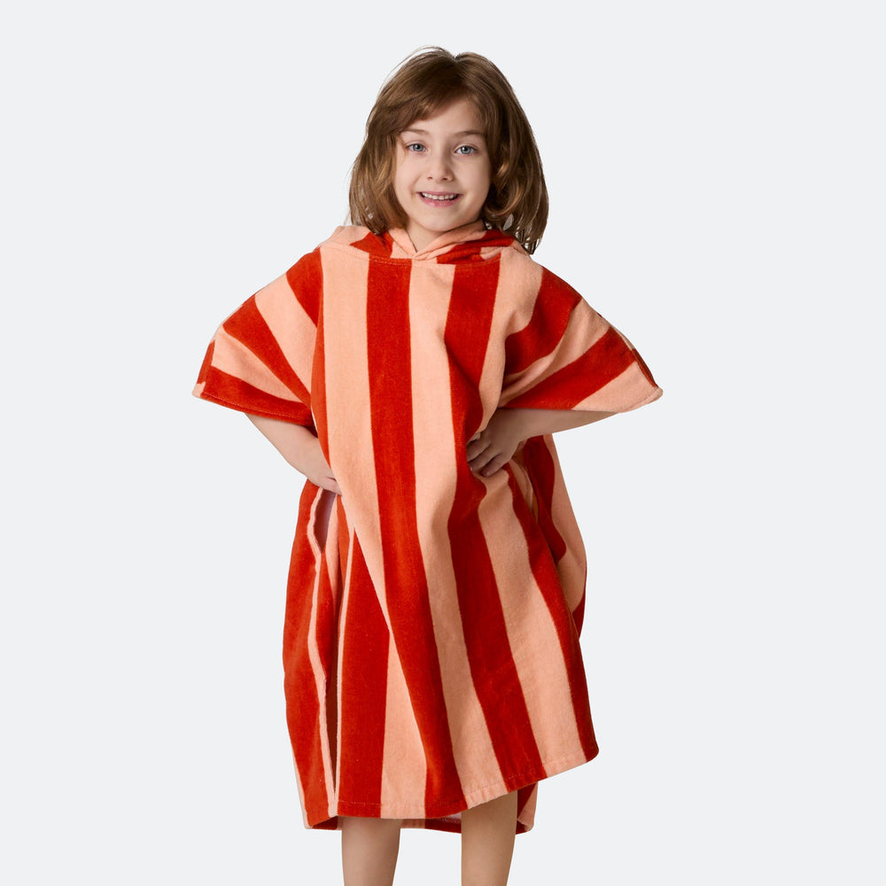 Gestreifter Roter Badeponcho Kinder