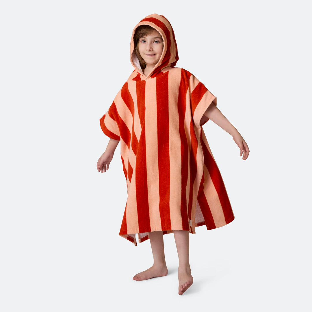 Gestreifter Roter Badeponcho Kinder