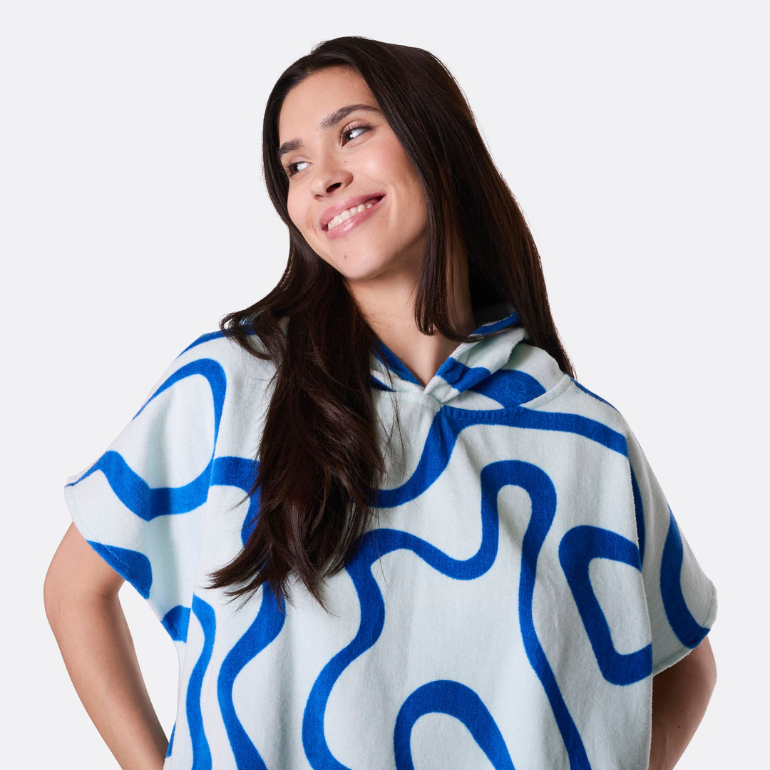 Blaue Wellen Badeponcho