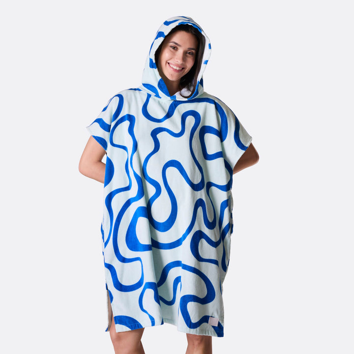 Blaue Wellen Badeponcho