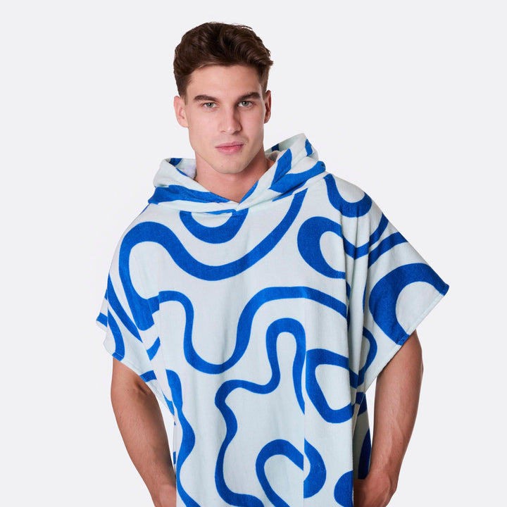 Blaue Wellen Badeponcho
