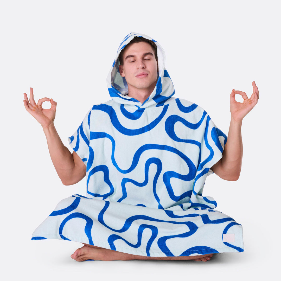 Blaue Wellen Badeponcho