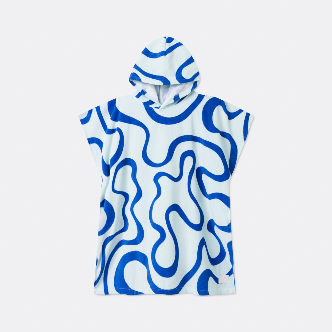 Blaue Wellen Badeponcho Kinder