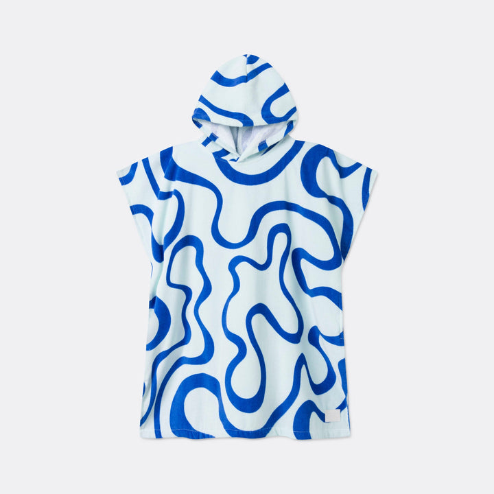 Blaue Wellen Badeponcho Kinder