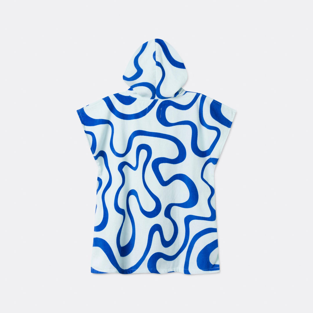 Blaue Wellen Badeponcho Kinder