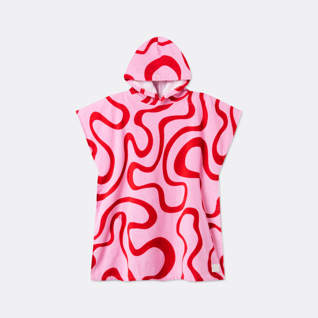 Pinke Wellen Badeponcho Kinder