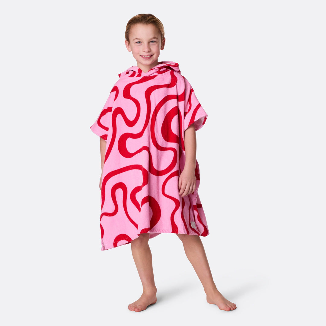 Pinke Wellen Badeponcho Kinder
