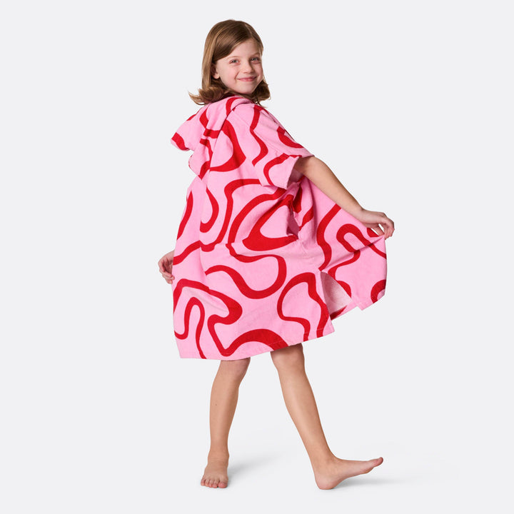 Pinke Wellen Badeponcho Kinder