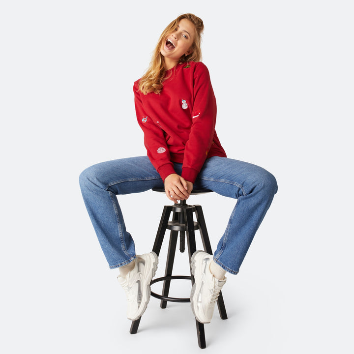 Rotes Weihnachts-Sweatshirt Damen