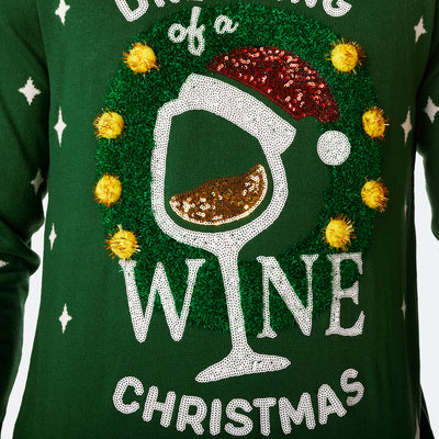 Wine Weihnachtspullover Damen