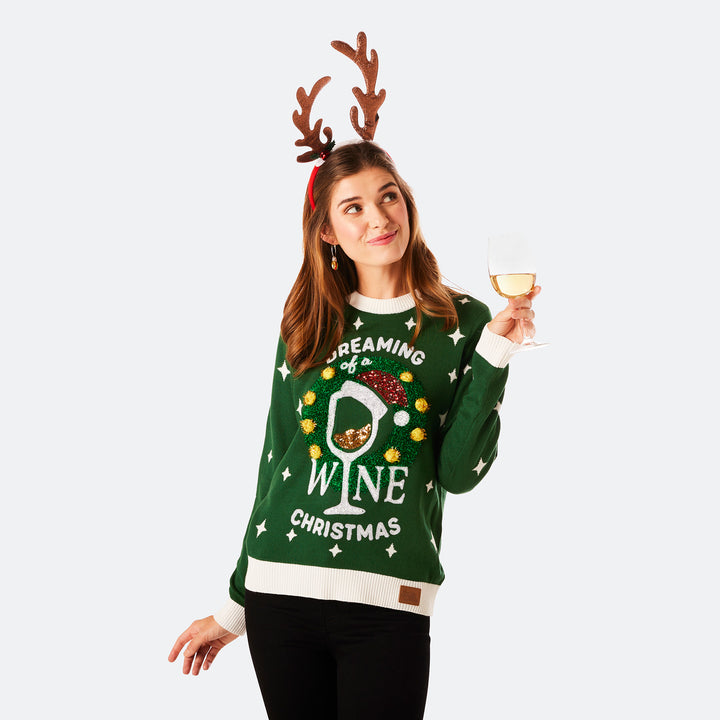 Wine Weihnachtspullover Damen