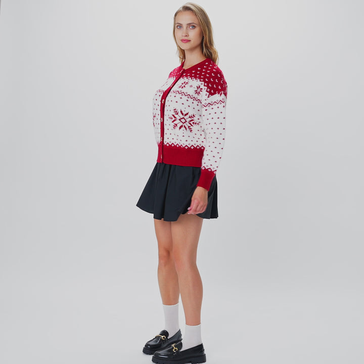 Roter Weihnachts-Cardigan Damen