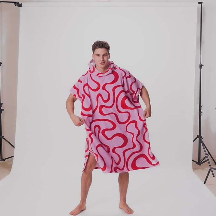 Pinke Wellen Badeponcho