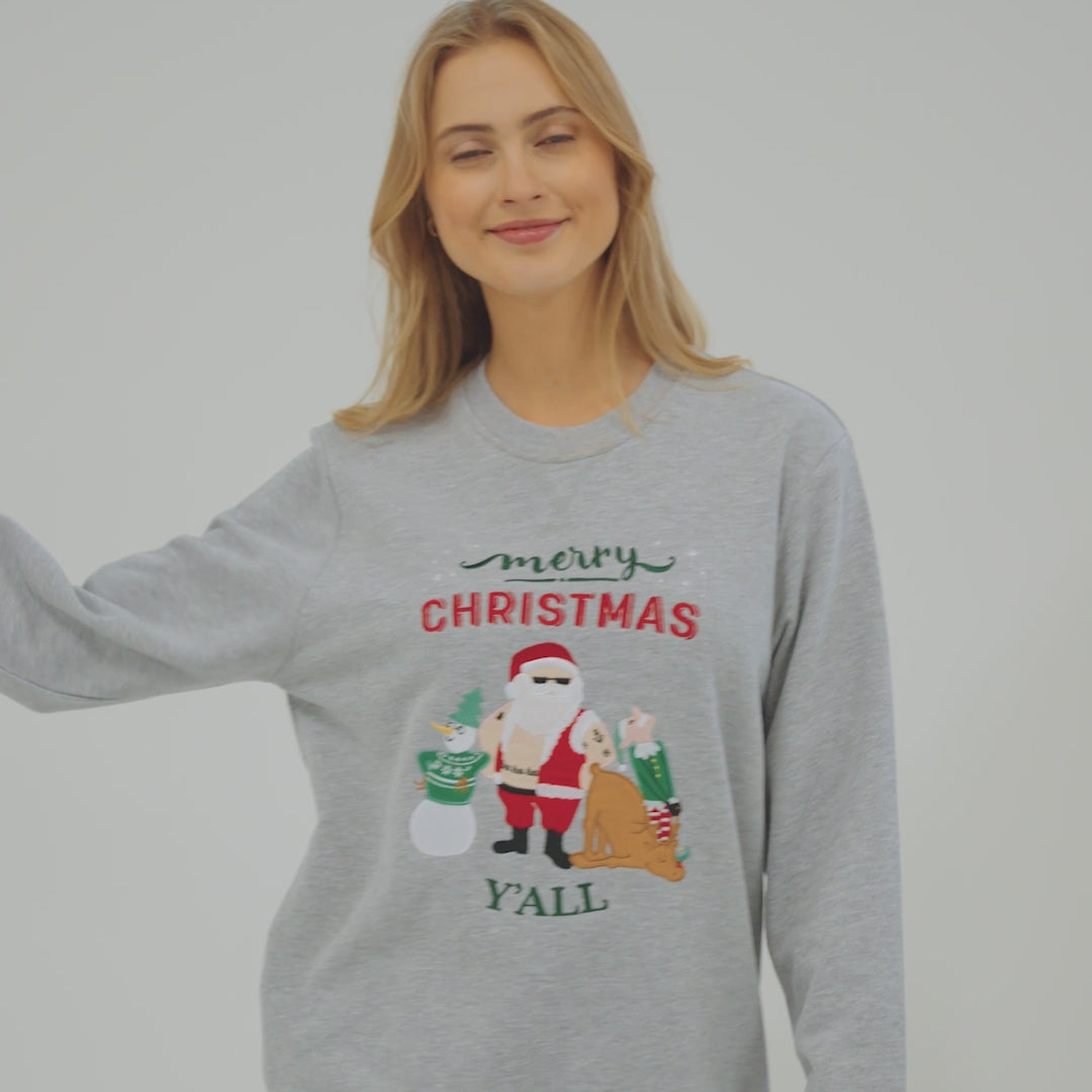 Merry Christmas Y'all Weihnachts-Sweatshirt Damen