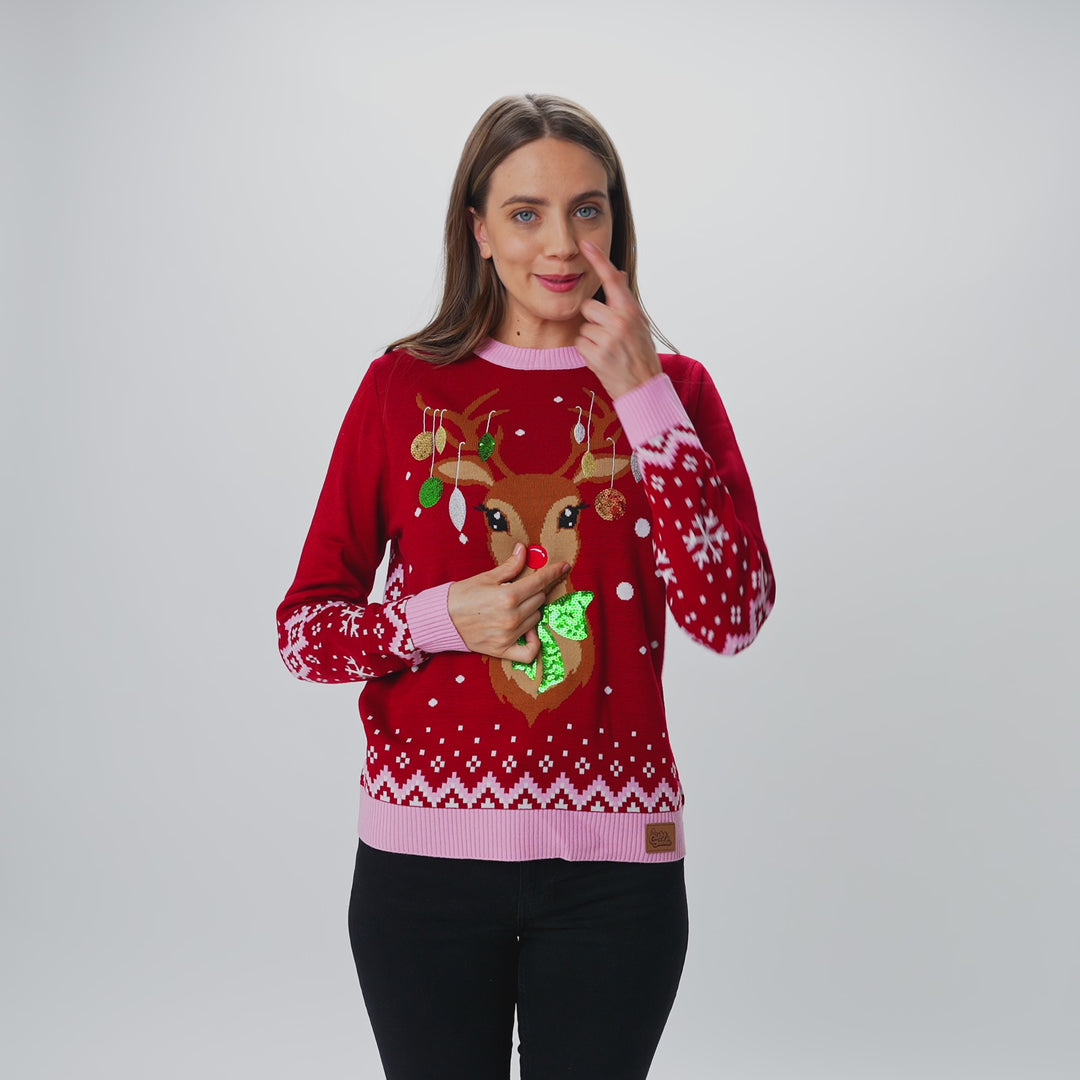 Rentier Weihnachtspullover Damen