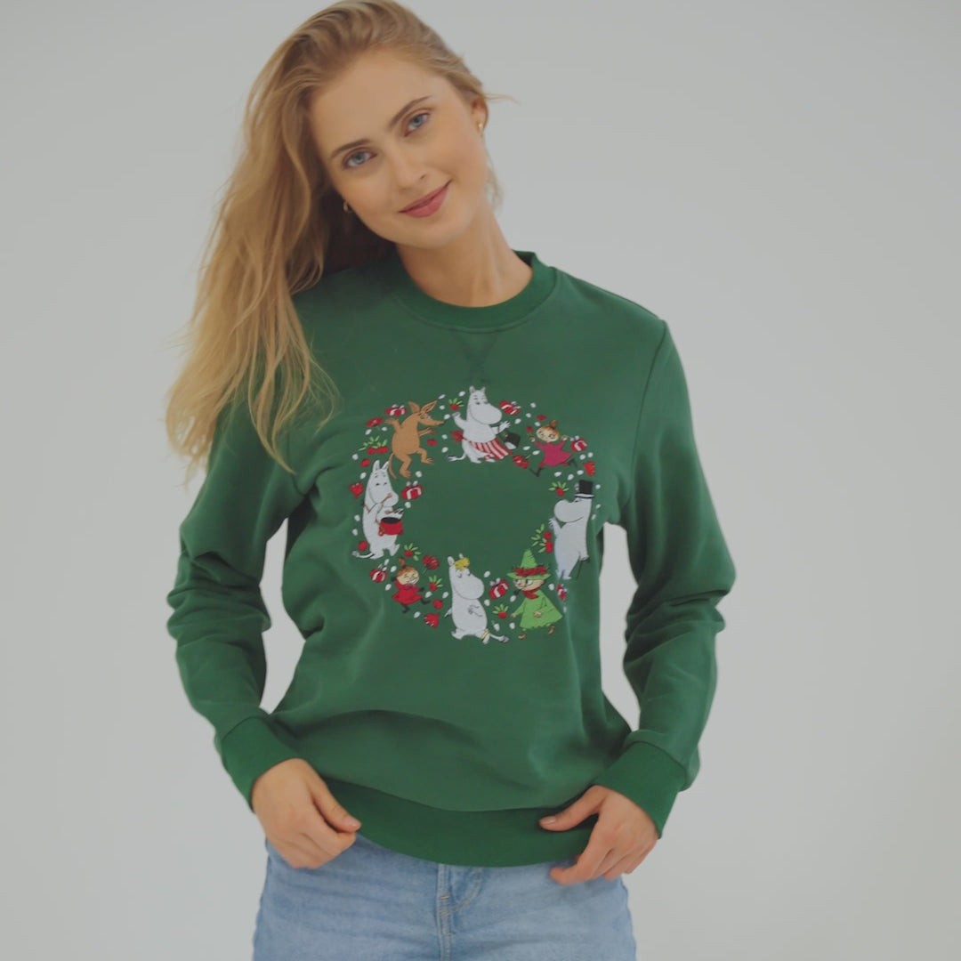 Mumins Grünes Weihnachts-Sweatshirt Damen