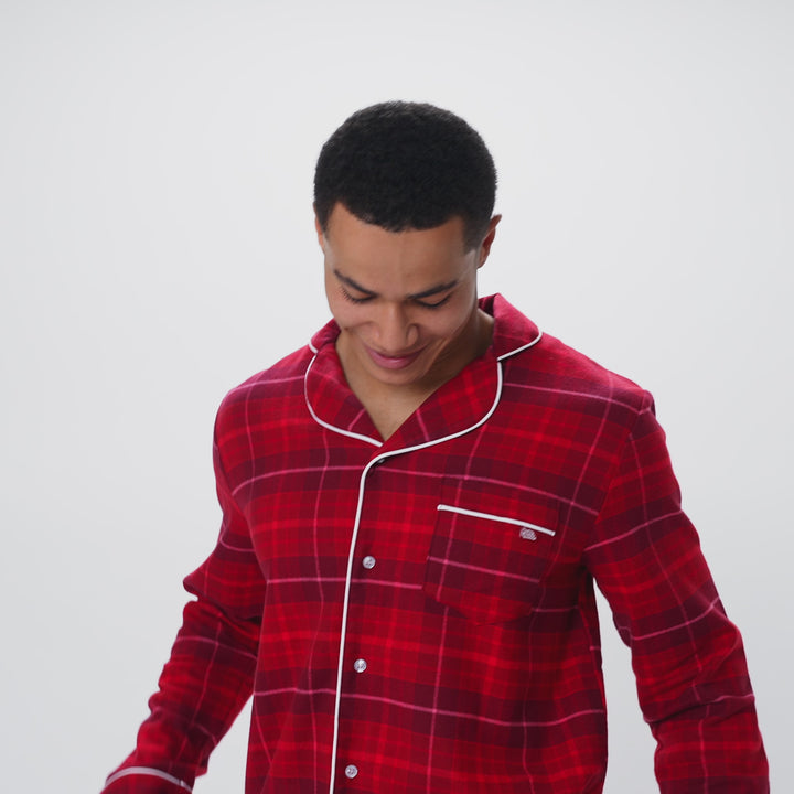 Roter Flanell Weihnachtspyjama Herren
