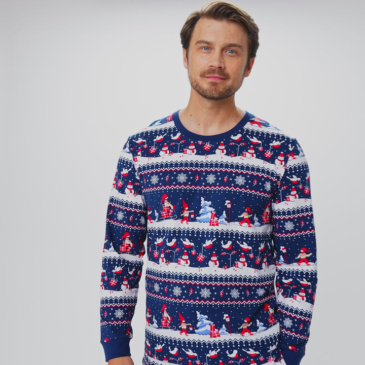 Weihnachtslandschaft Weihnachtspyjama Herren