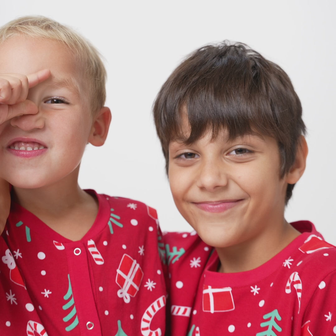 Rotes Weihnachtsmuster Weihnachtspyjama Kinder