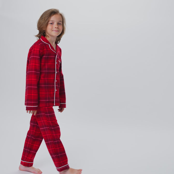 Roter Flanell Weihnachtspyjama Kinder