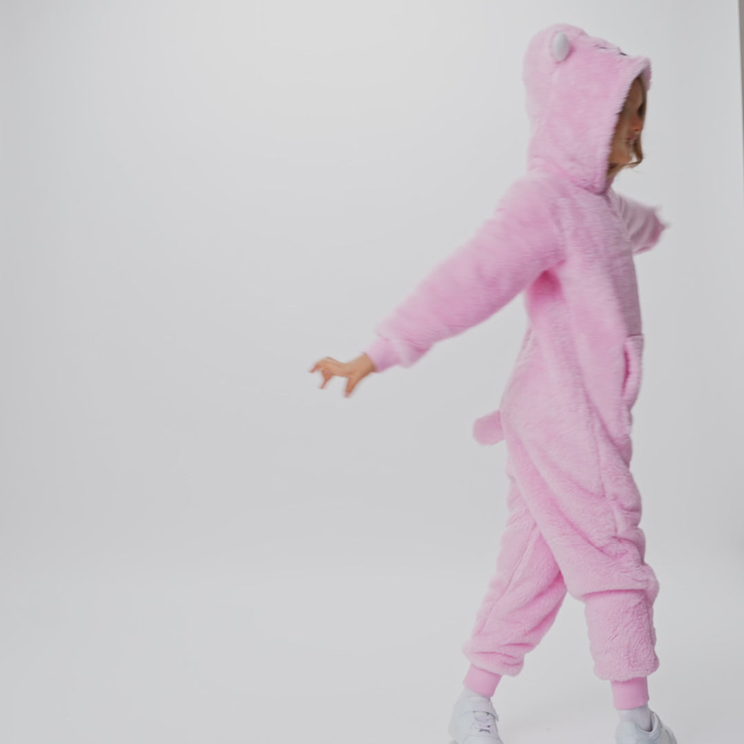 Pinker Teddybär Onesie Kinder