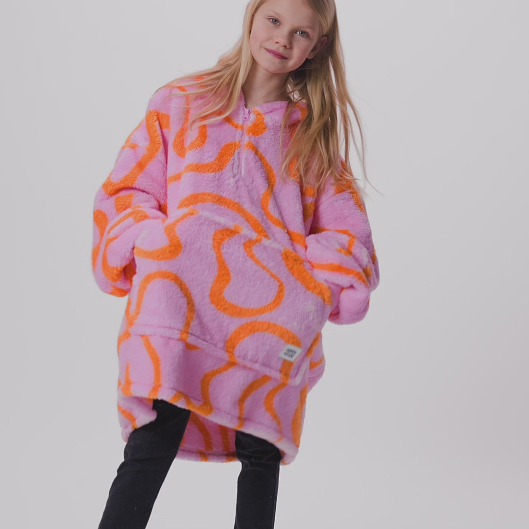 Pinke Wellen Teddy HappyHoodie Kinder