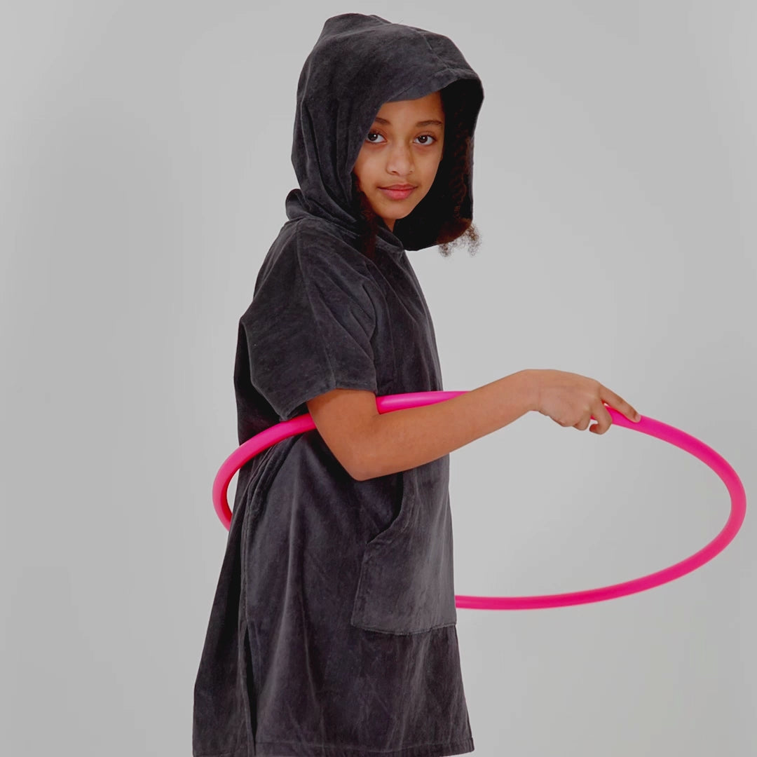 Dunkelgrauer Badeponcho Kinder