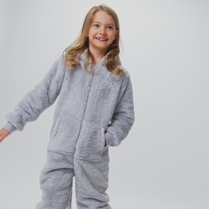 Grauer Teddybär Onesie Kinder