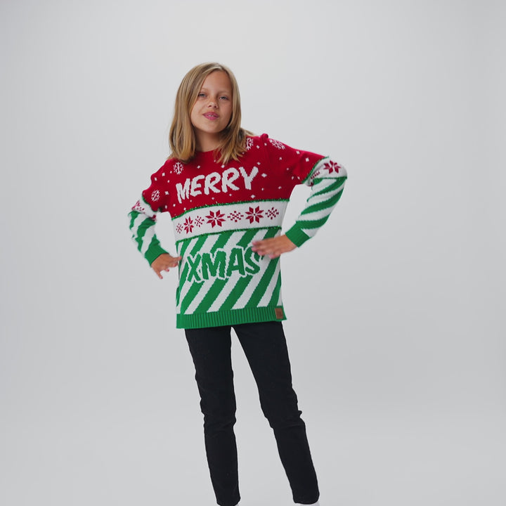 Merry Xmas Weihnachtspullover Kinder