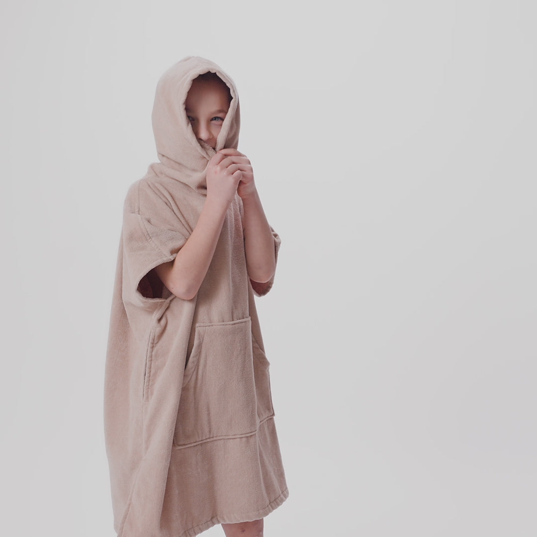 Beiger Badeponcho Kinder