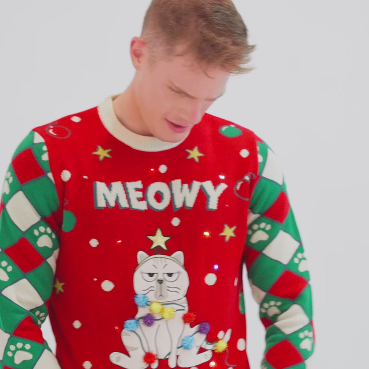 Meowy Christmas Weihnachtspullover Herren